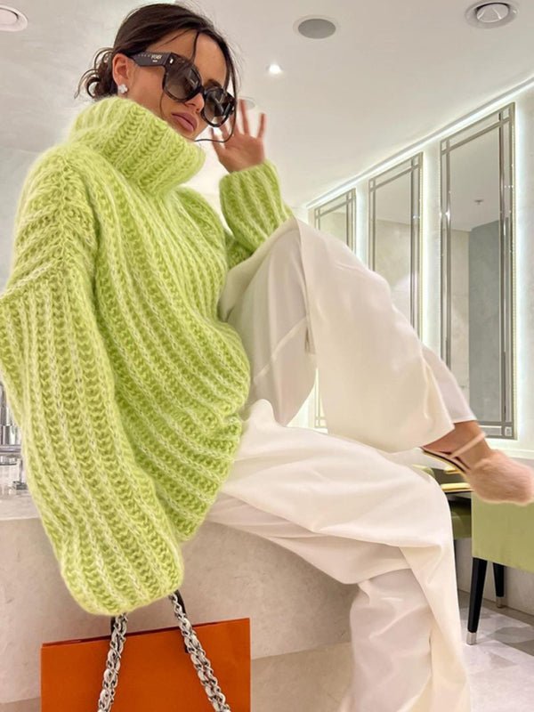 Fluffy Long Sleeve Pullover Sweater - TayDiane