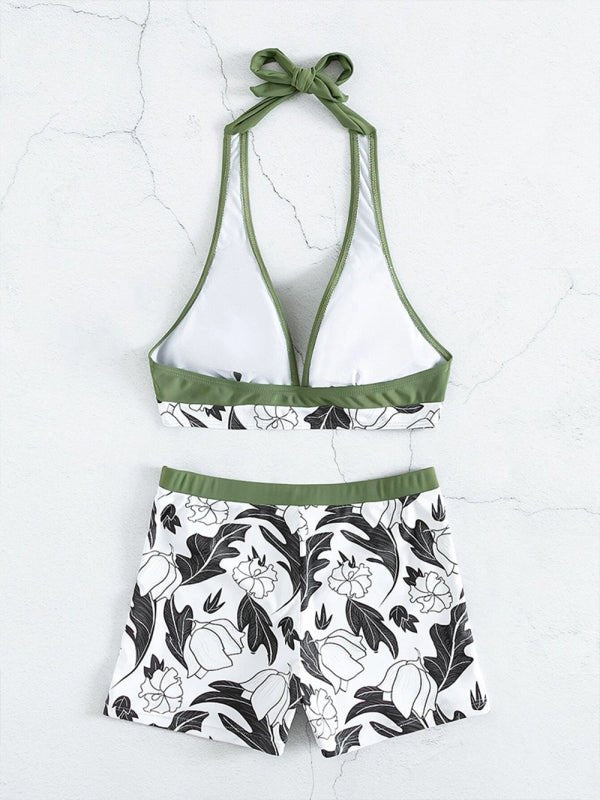 Foral Print High Waist Tankini - TayDiane