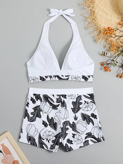 Foral Print High Waist Tankini - TayDiane