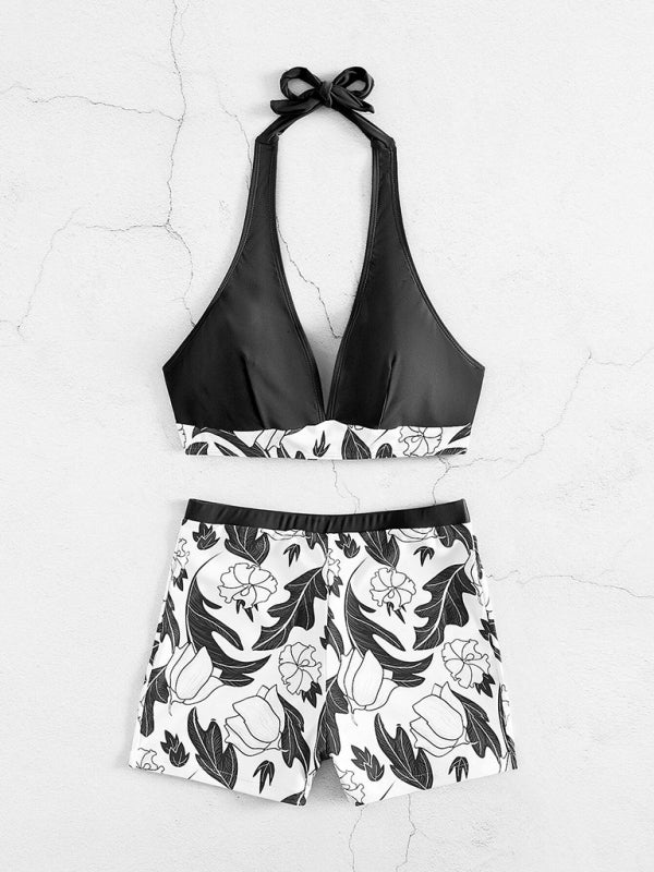 Foral Print High Waist Tankini - TayDiane