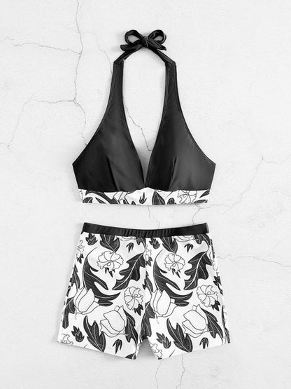 Foral Print High Waist Tankini - TayDiane