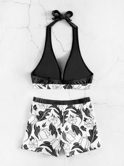 Foral Print High Waist Tankini - TayDiane