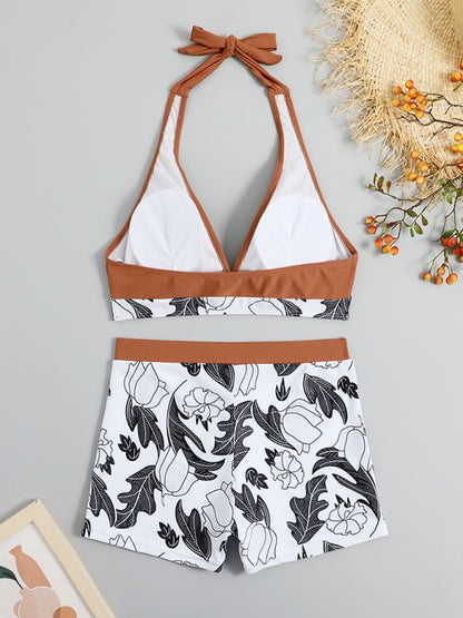 Foral Print High Waist Tankini - TayDiane