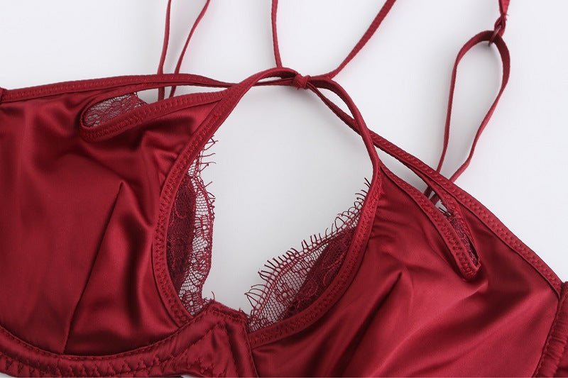 French Sexy Lace Cutout Panties and Bra Set - TayDiane