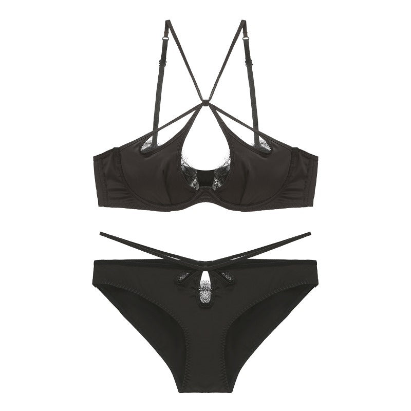 French Sexy Lace Cutout Panties and Bra Set - TayDiane