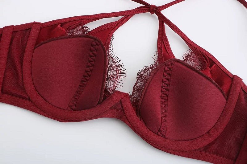 French Sexy Lace Cutout Panties and Bra Set - TayDiane