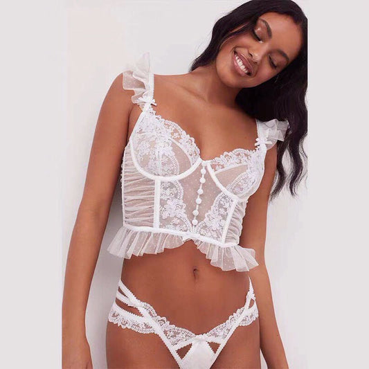 French Sexy Push Up Embroidered Lace Set - TayDiane