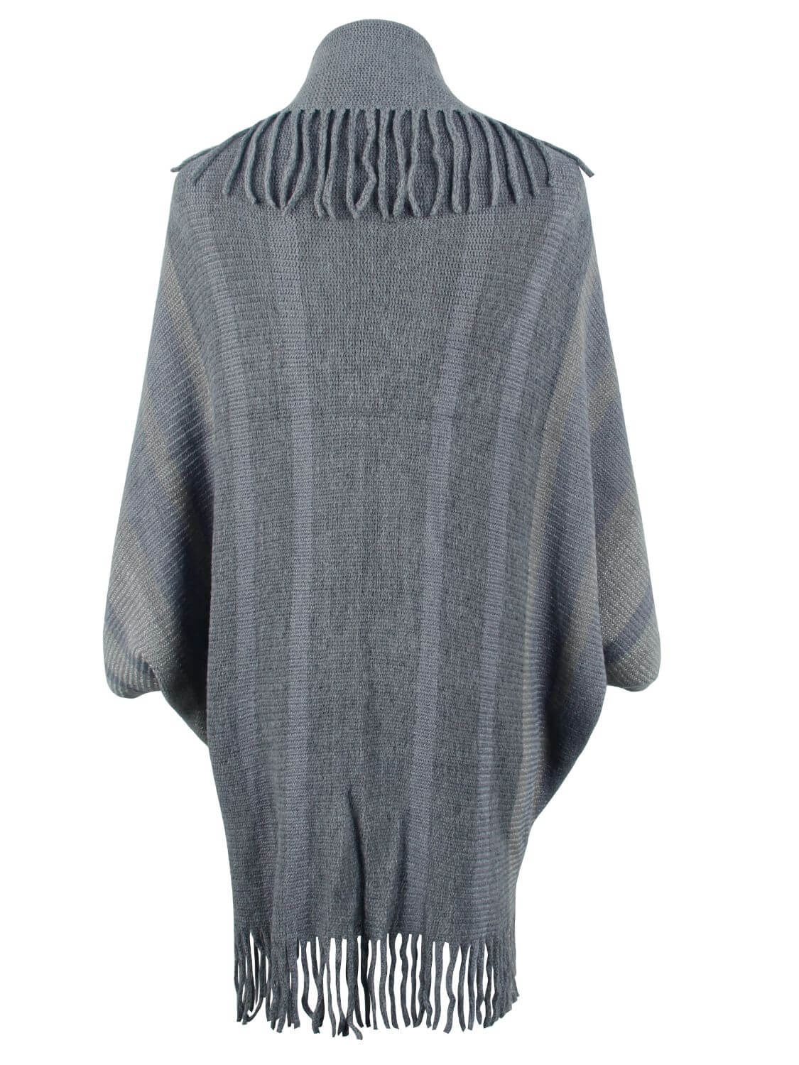 Fringe Detail Open Front Poncho - TayDiane