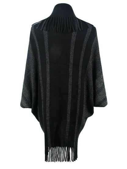 Fringe Detail Open Front Poncho - TayDiane