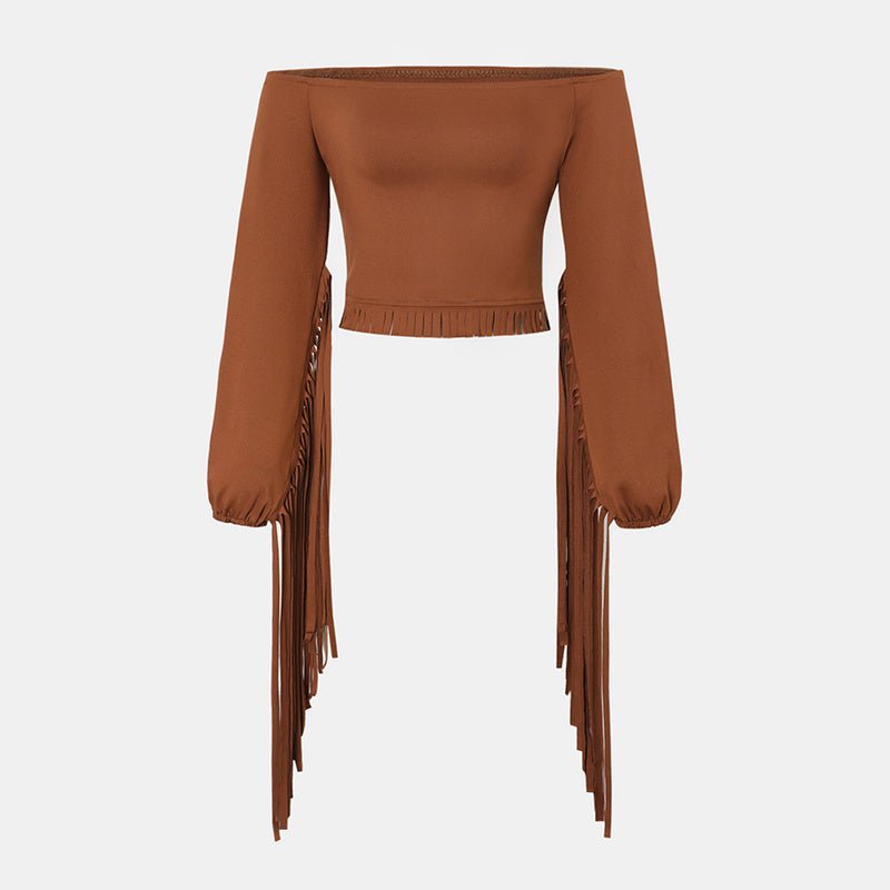 Fringe Fantasy Off - Shoulder Boho Top - TayDiane