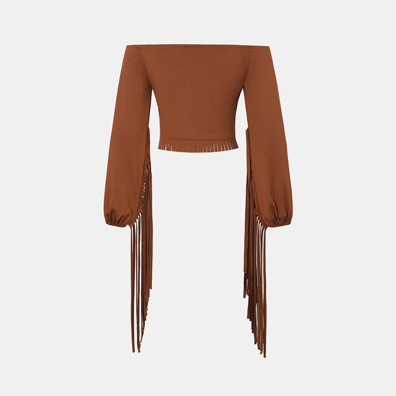 Fringe Fantasy Off - Shoulder Boho Top - TayDiane