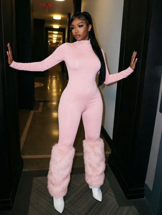 Fur the Spotlight High-Neck Jumpsuit - Taydiane