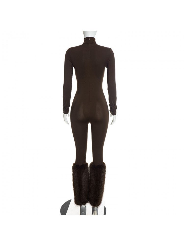 Fur the Spotlight High-Neck Jumpsuit - Taydiane