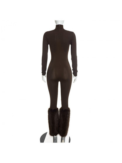 Fur the Spotlight High-Neck Jumpsuit - Taydiane