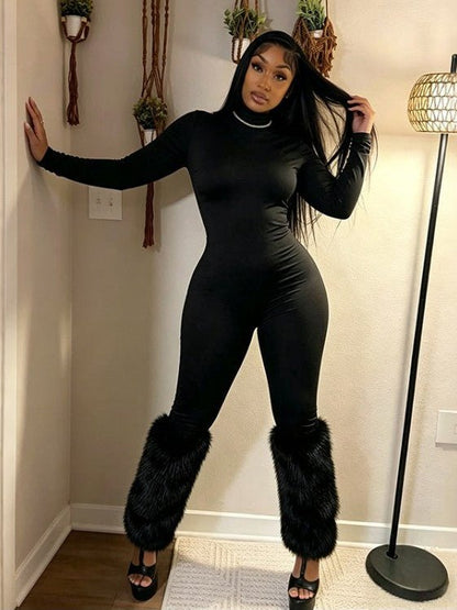 Fur the Spotlight High-Neck Jumpsuit - Taydiane
