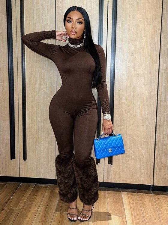 Fur the Spotlight High-Neck Jumpsuit - Taydiane