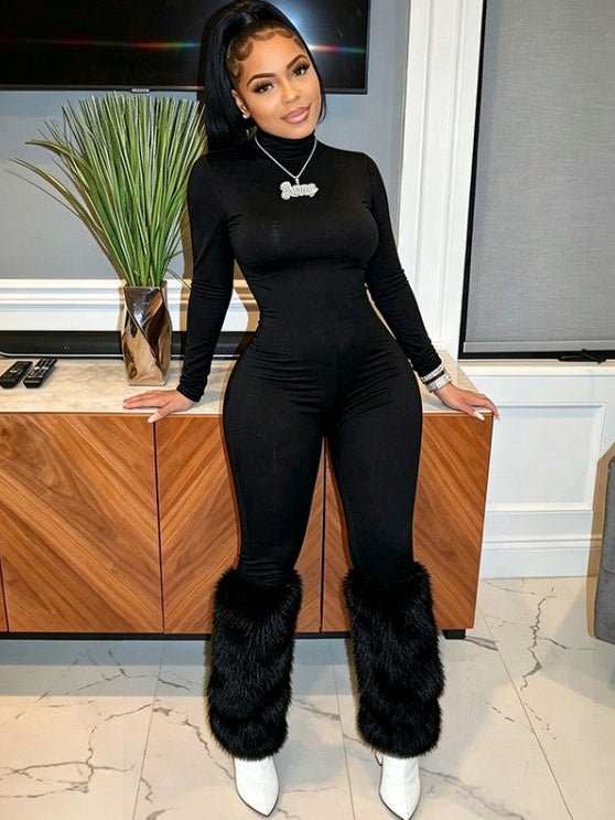 Fur the Spotlight High-Neck Jumpsuit - Taydiane