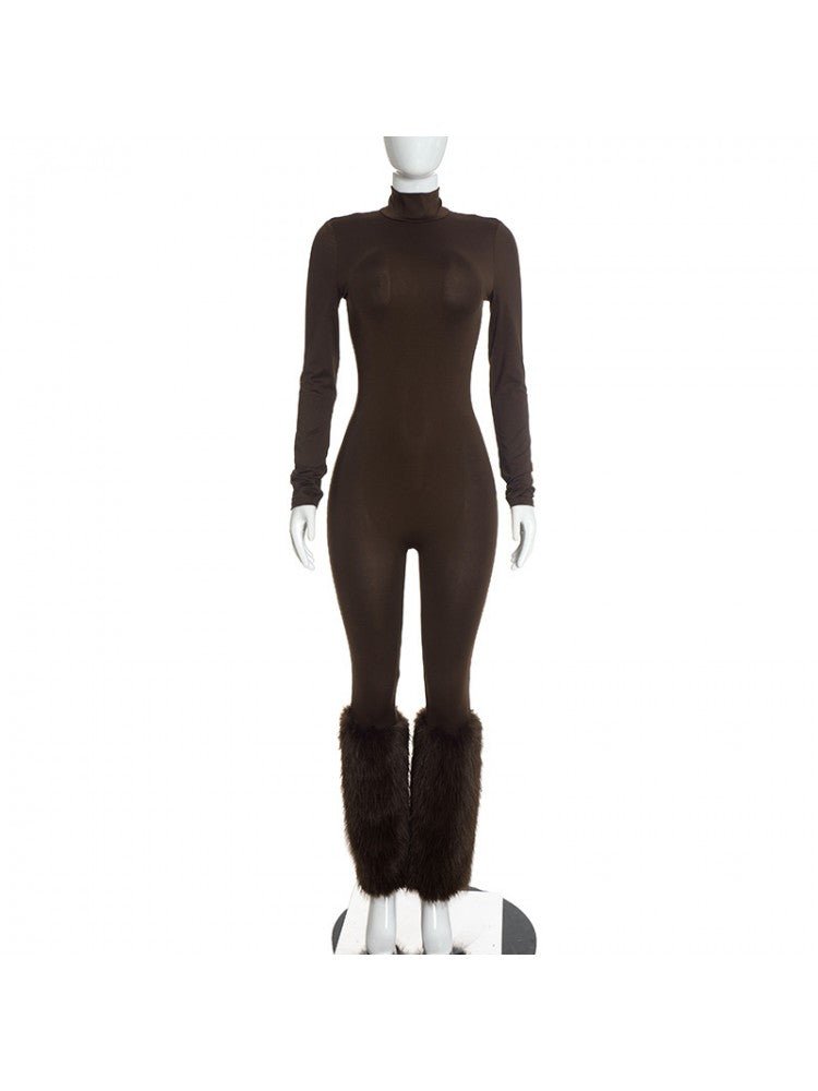 Fur the Spotlight High-Neck Jumpsuit - Taydiane