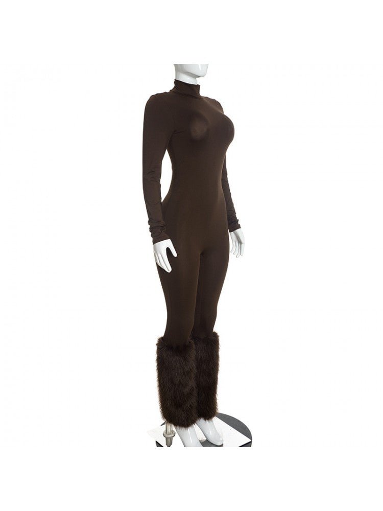 Fur the Spotlight High-Neck Jumpsuit - Taydiane