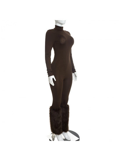 Fur the Spotlight High-Neck Jumpsuit - Taydiane