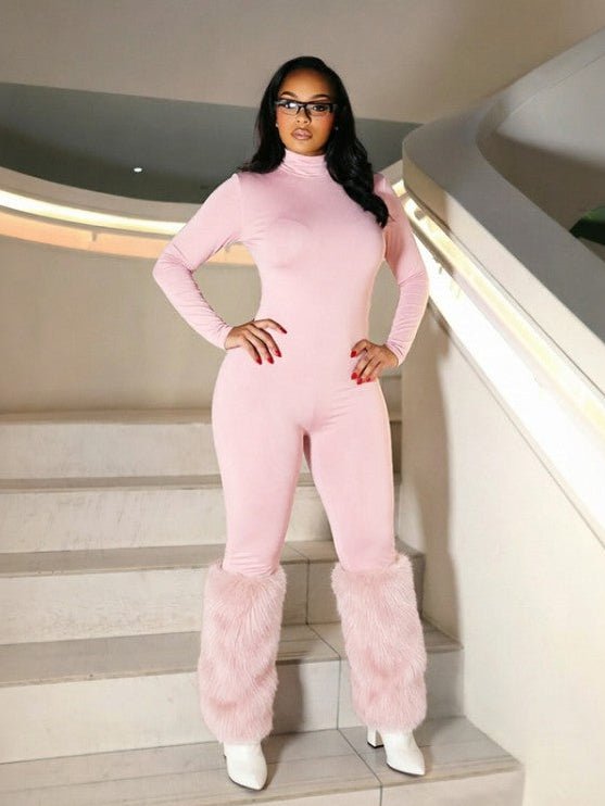 Fur the Spotlight High-Neck Jumpsuit - Taydiane