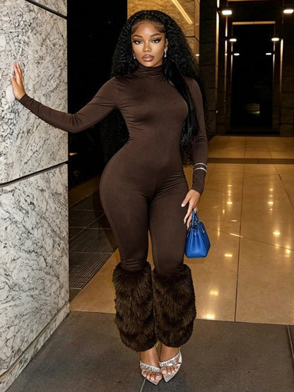 Fur the Spotlight High-Neck Jumpsuit - Taydiane