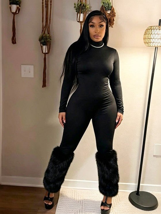 Fur the Spotlight High-Neck Jumpsuit - Taydiane