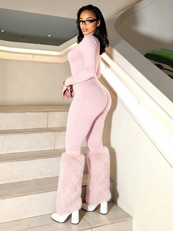 Fur the Spotlight High-Neck Jumpsuit - Taydiane