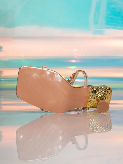 Gem Sexy Wine Glass Heel Electroplated Heel Square Toe High Heel Sandals - TayDiane