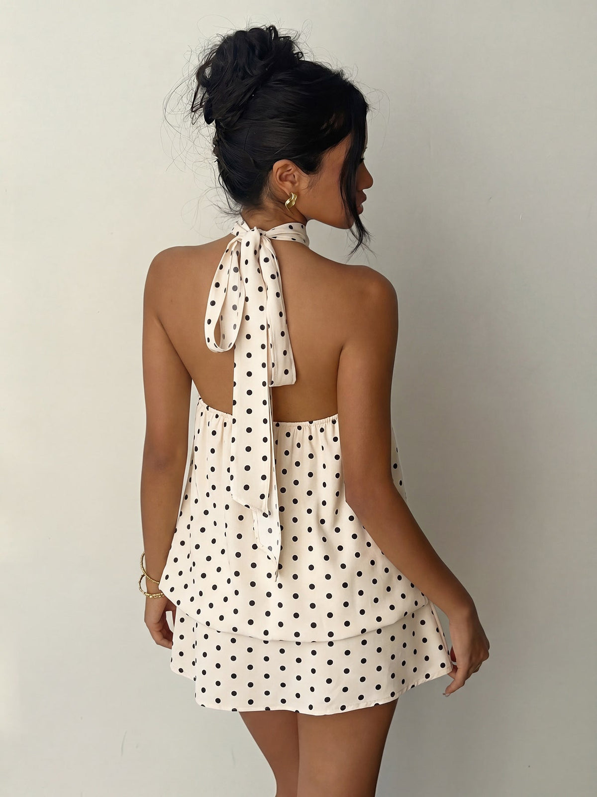 Getaway Polka Dot Halter Dress - Taydiane