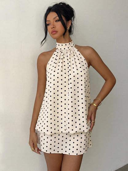 Getaway Polka Dot Halter Dress - Taydiane