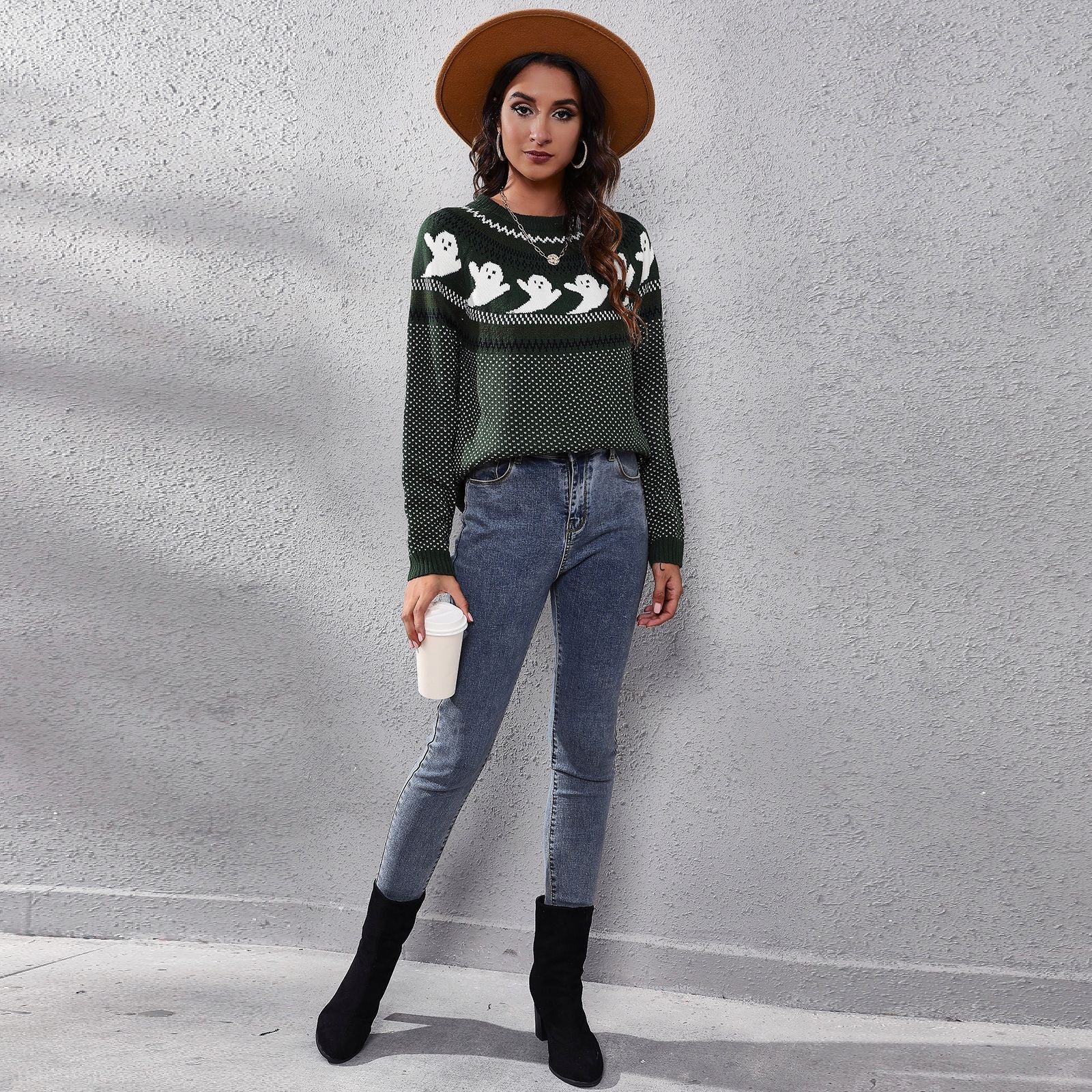 Ghostly Long - Sleeved Knitted Sweater - TayDiane