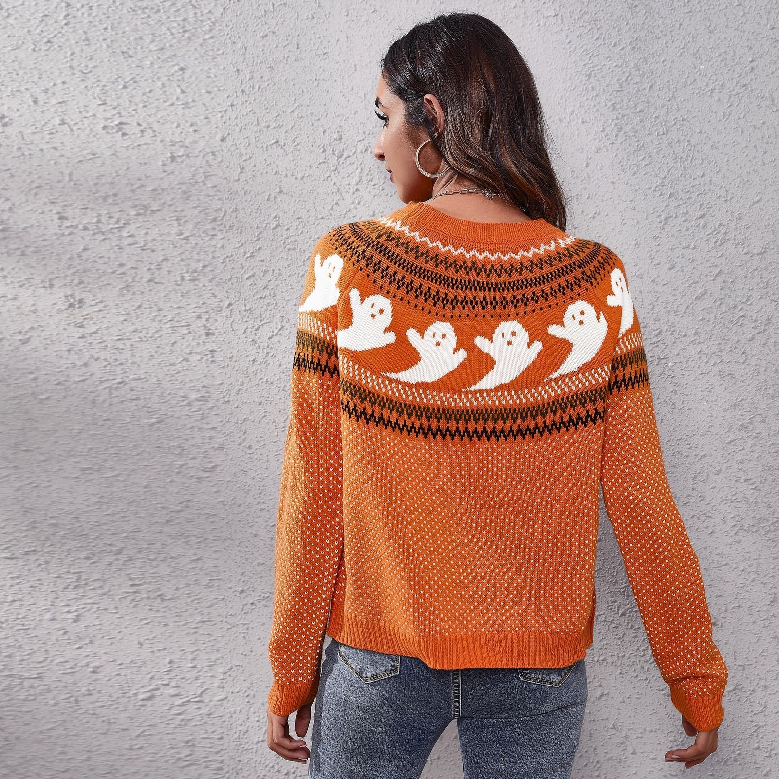 Ghostly Long - Sleeved Knitted Sweater - TayDiane