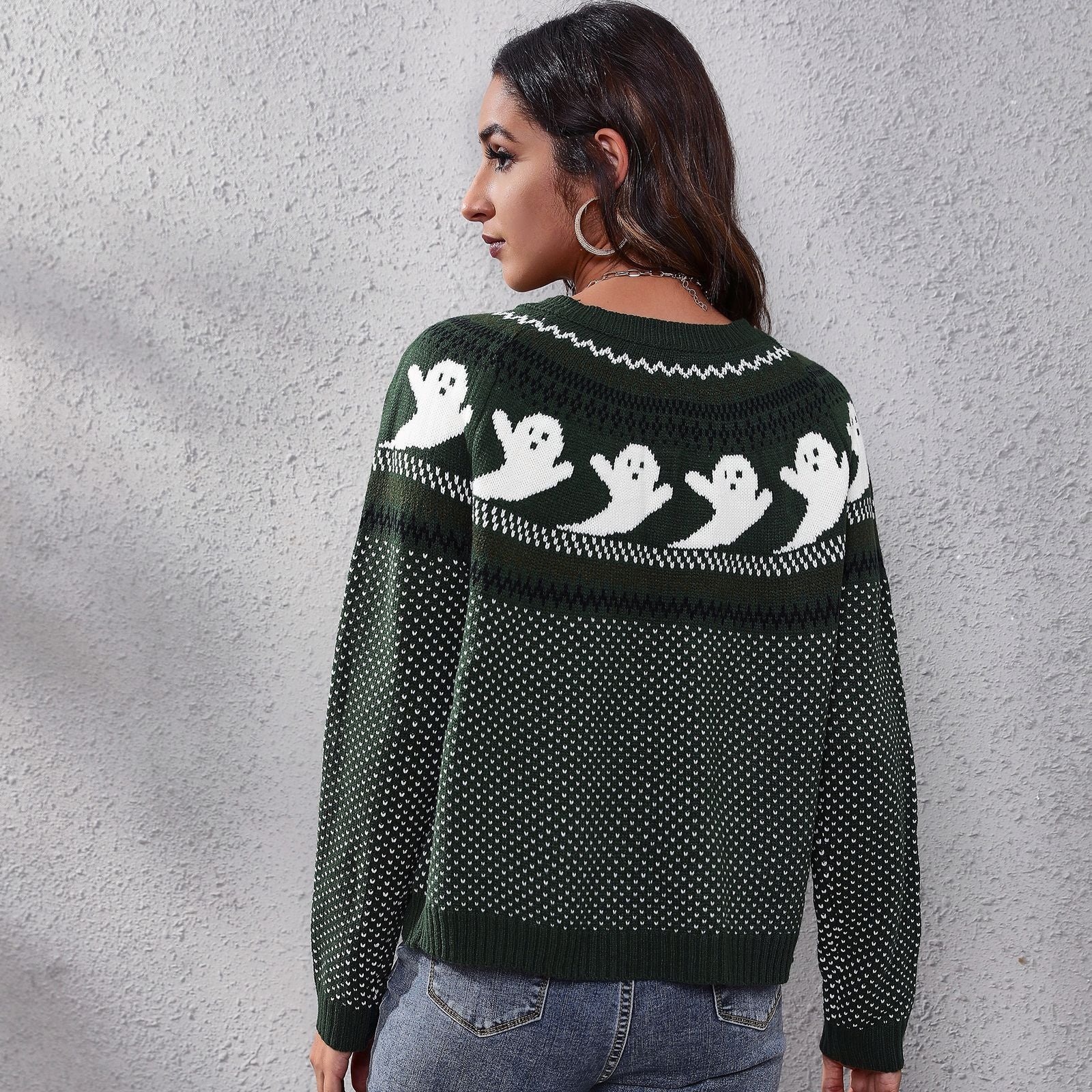 Ghostly Long - Sleeved Knitted Sweater - TayDiane