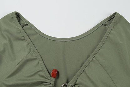 Green Cutout Maxi Dress - Taydiane