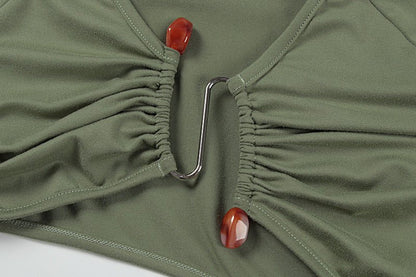 Green Cutout Maxi Dress - Taydiane