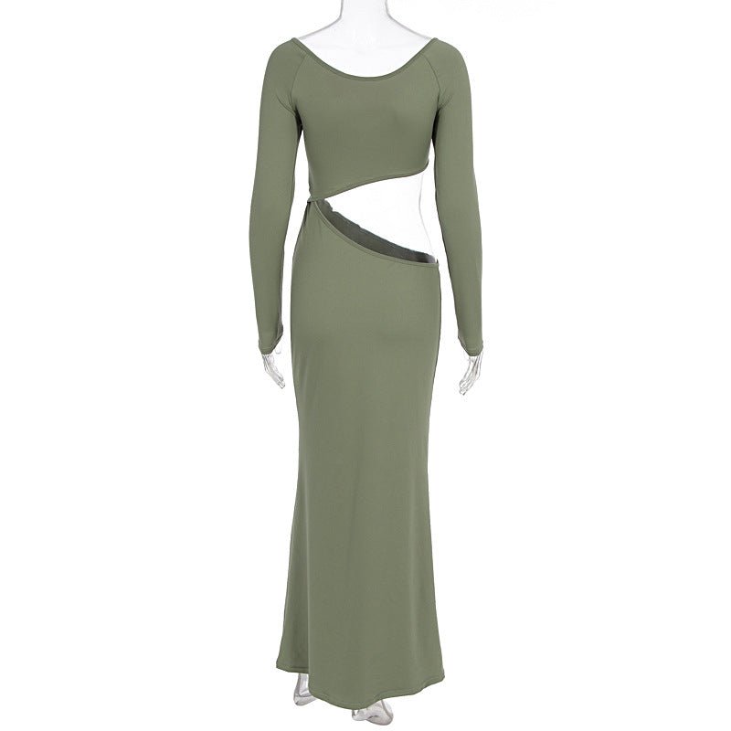 Green Cutout Maxi Dress - Taydiane