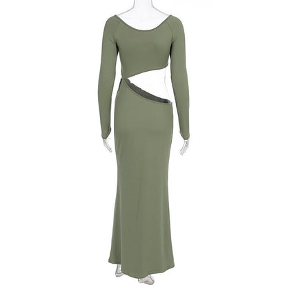 Green Cutout Maxi Dress - Taydiane