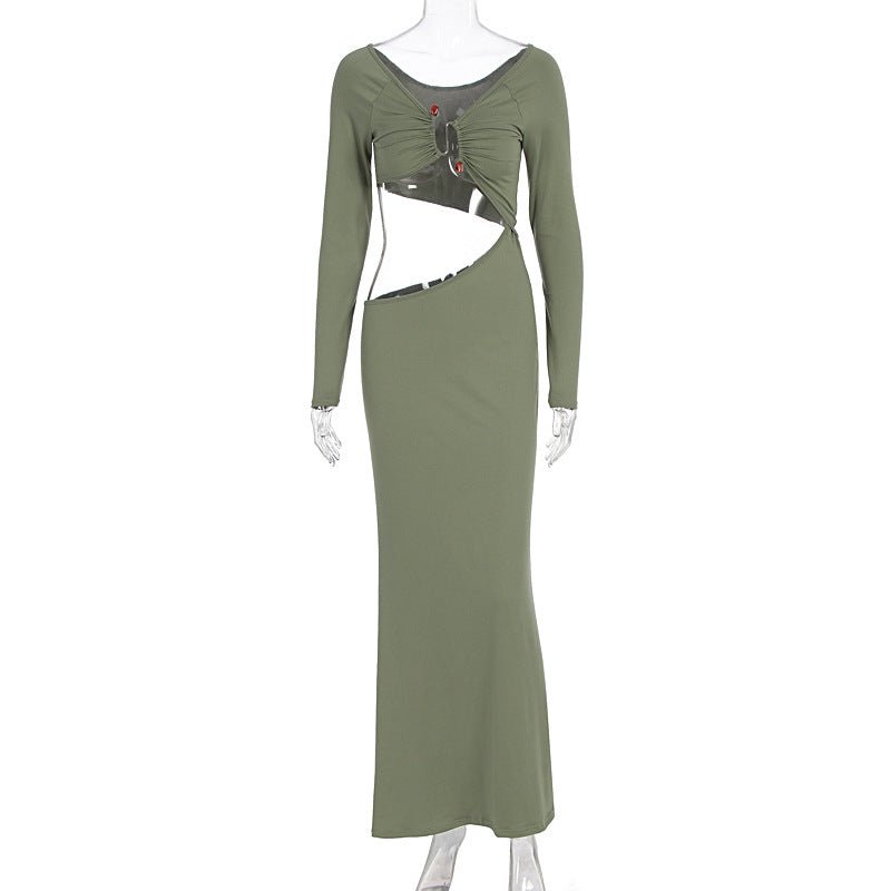 Green Cutout Maxi Dress - Taydiane