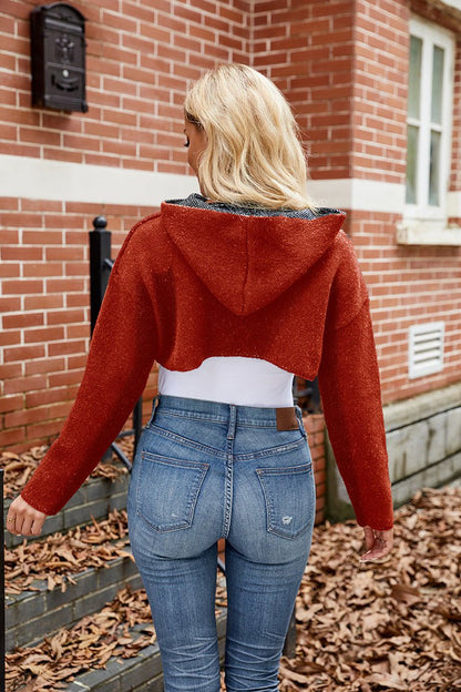 Halloween Cropped Hooded Sweater with Letter Graphic - TayDiane