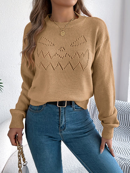Halloween Cutout Lantern Long Sleeve Sweater - TayDiane