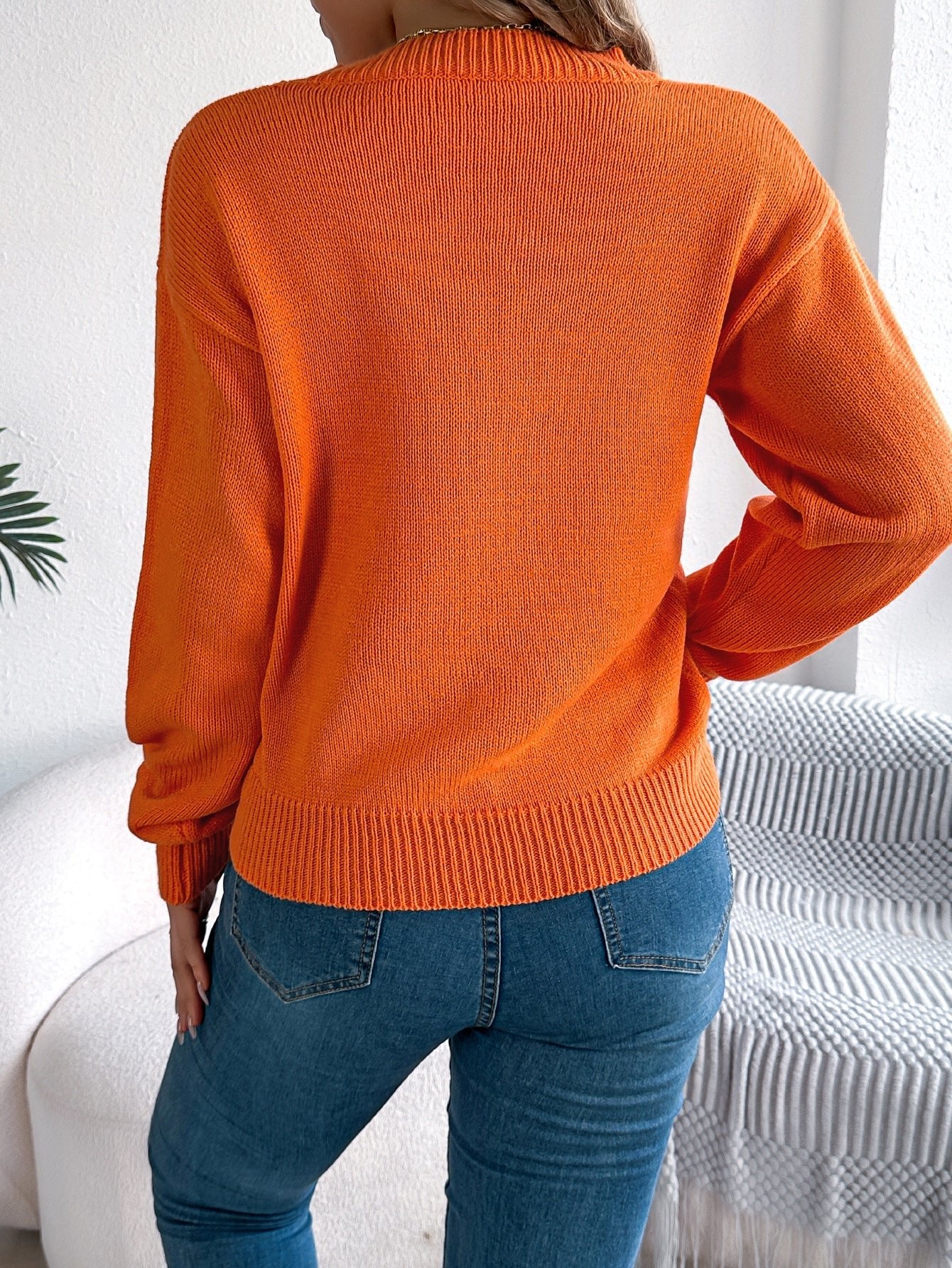 Halloween Cutout Lantern Long Sleeve Sweater - TayDiane