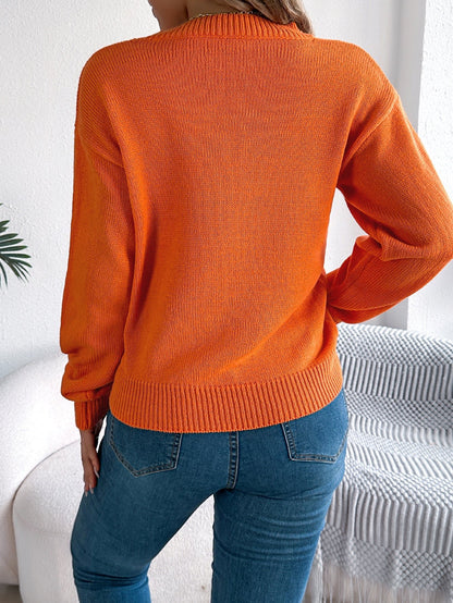 Halloween Cutout Lantern Long Sleeve Sweater - TayDiane