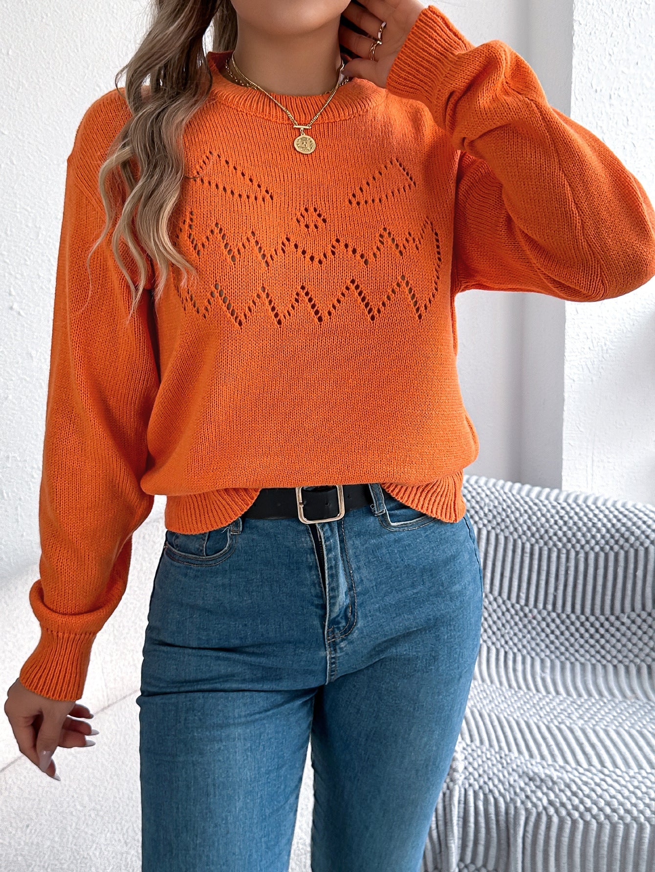 Halloween Cutout Lantern Long Sleeve Sweater - TayDiane