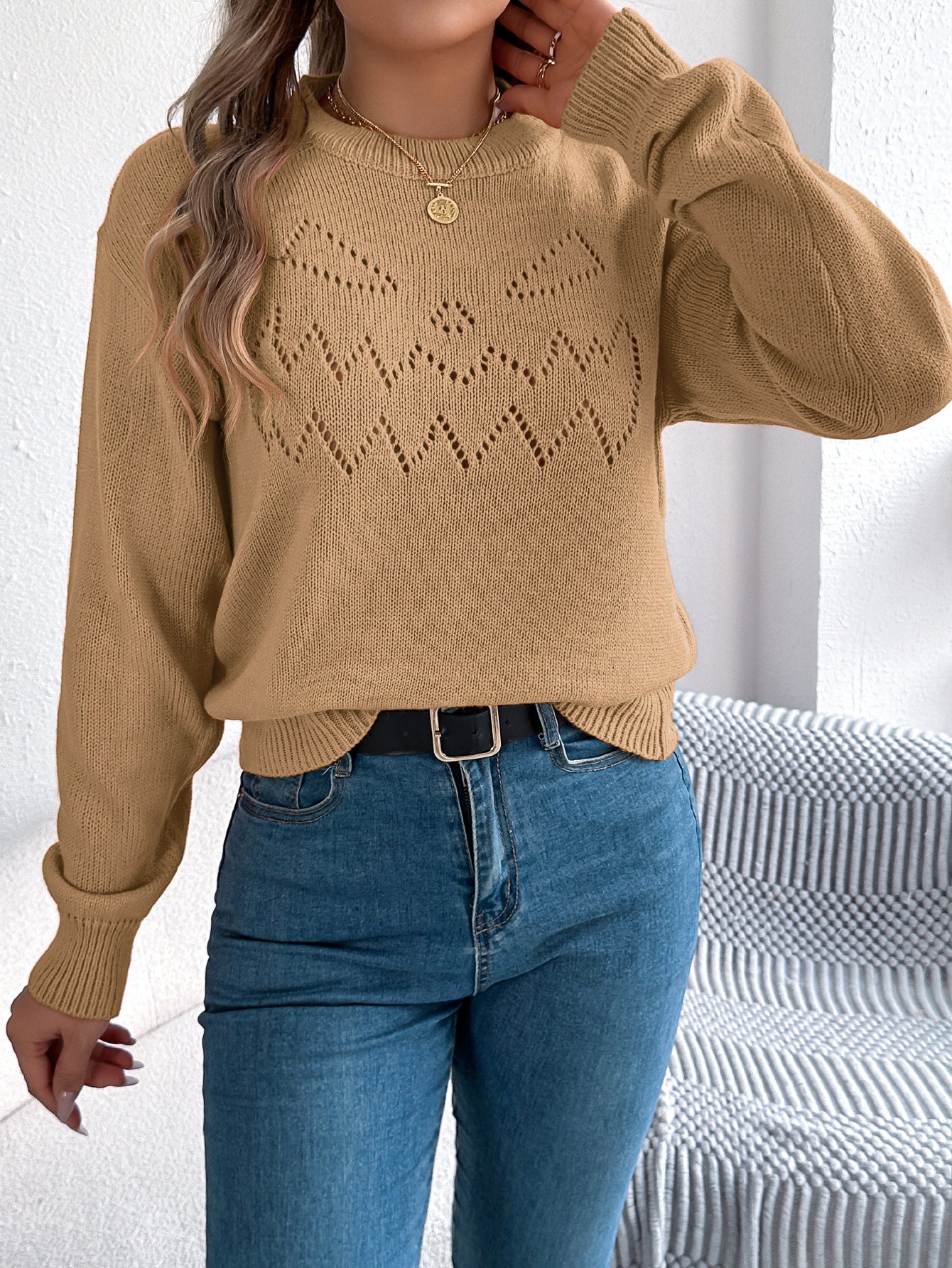 Halloween Cutout Lantern Long Sleeve Sweater - TayDiane