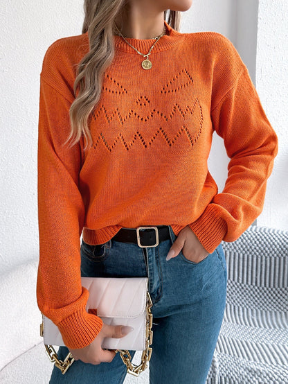 Halloween Cutout Lantern Long Sleeve Sweater - TayDiane