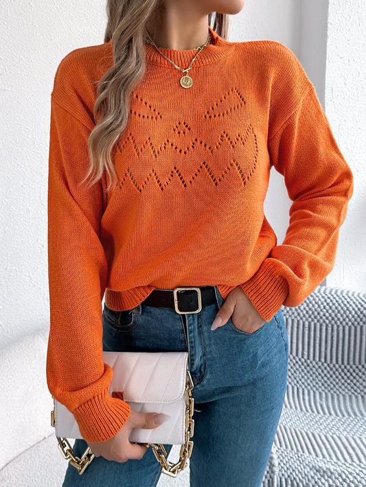 Halloween Cutout Lantern Long Sleeve Sweater - TayDiane