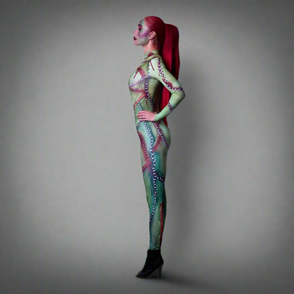 Halloween Masquerade 3D Printed Zipper Costume Jumpsuit - TayDiane
