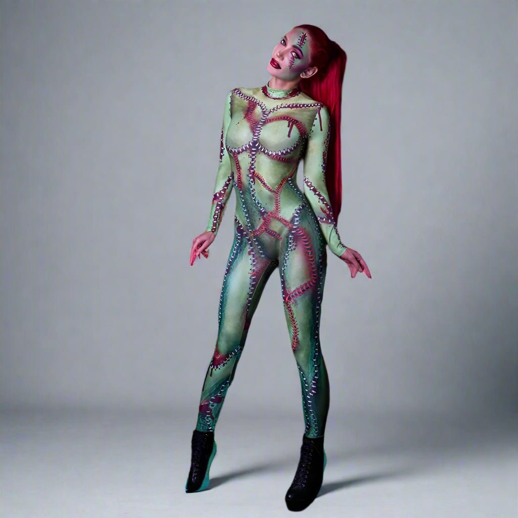 Halloween Masquerade 3D Printed Zipper Costume Jumpsuit - TayDiane