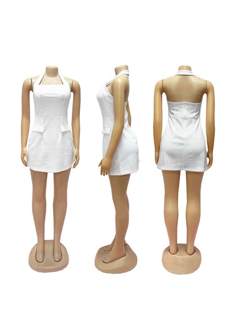 Halter Backless A - Line Mini Dress - Taydiane